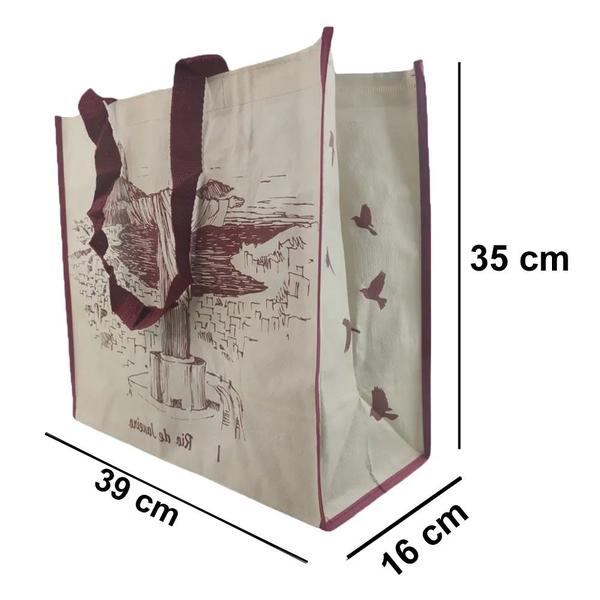 Imagem de Bolsa Ecologica Reutilizavel Ecobag Kit 10 Unidades Compras Mercado Sacola de Ombro Alça Resistente Dobravel Pratica