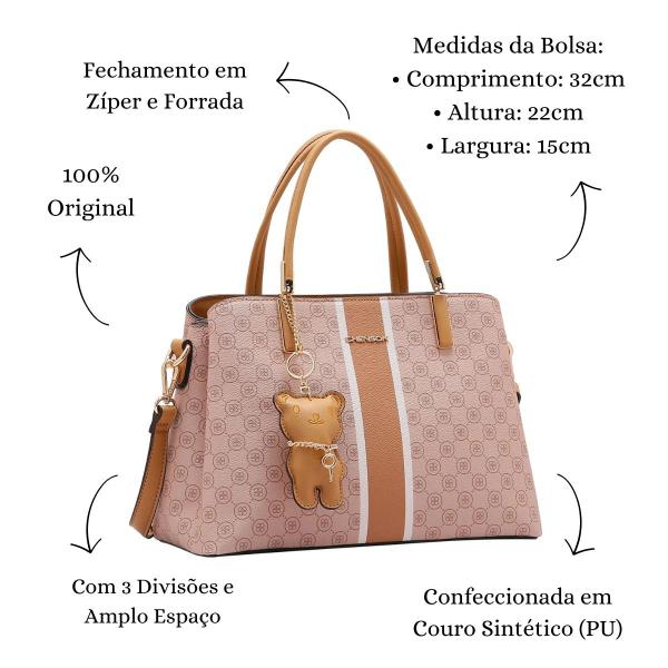 Imagem de Bolsa Elegante Espaçosa 3 Divisões Feminina Chenson 84767 Bege