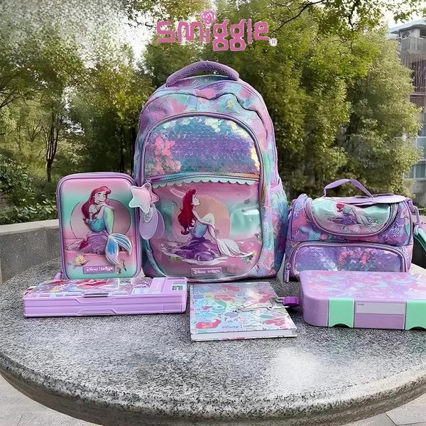 Imagem de Bolsa Escolar Sereia Infantil Genuína Disney Smiggle, Caneta De Papelaria, Lancheira, Presente