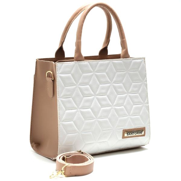 Imagem de Bolsa Feminina Bicolor Com Bolso Externo + Alça Lateral !