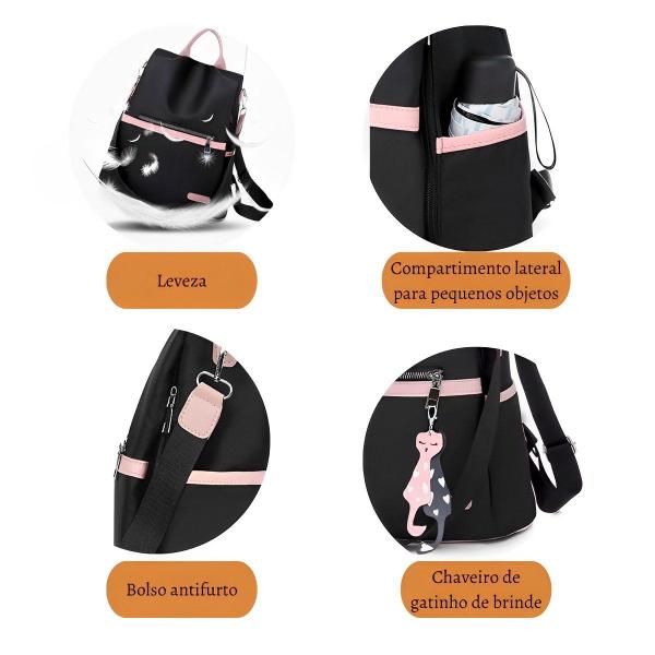 Imagem de Bolsa Feminina Casual Alça Transversal Anti Furto Moderna Mochila Impermeavel Estilosa Elegante Social Costa Mochilinha 