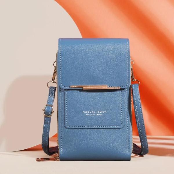 Imagem de Bolsa Feminina Crossbody de Couro Macio com Tela Sensível ao Toque