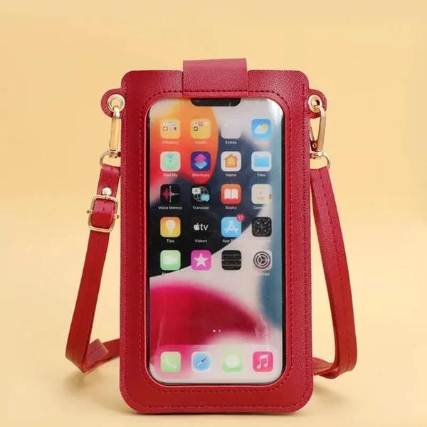 Imagem de Bolsa Feminina Crossbody de Couro Macio com Tela Sensível ao Toque