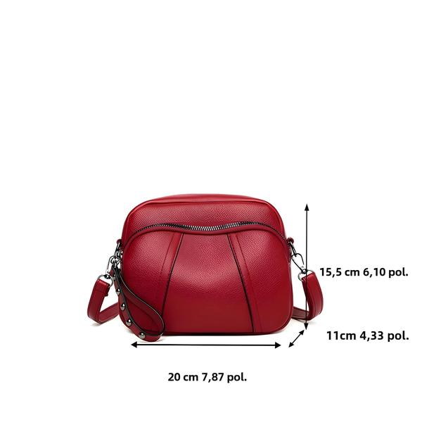 Imagem de Bolsa Feminina Crossbody de Couro Macio com Zíper e Rebites - Cor Sólida