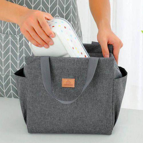 Imagem de Bolsa Feminina Estilosa Lancheira Semi Impermeavel Isolamento Termico Prática Espaçosa Basica Porta Garrafa Elegante Top