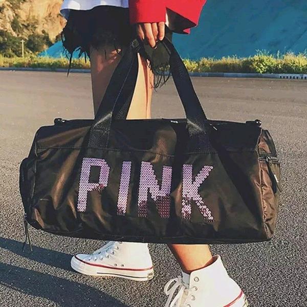 Imagem de Bolsa Feminina Mala Pink Academia Fitness Transversal Casual