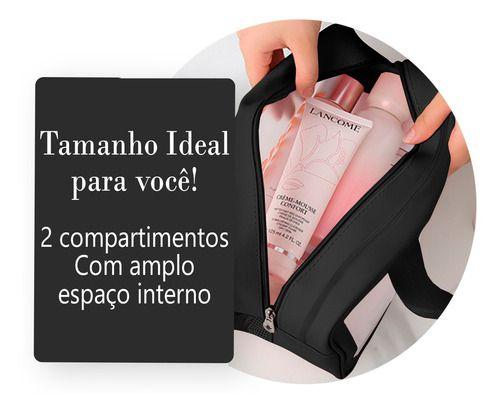 Imagem de Bolsa Feminina Nécessaire Alça de Mão Multifuncional Organizador Prático em Lona Transparente Moda Blogueira Premium Lux