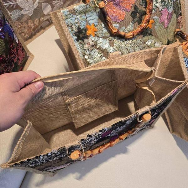 Imagem de Bolsa Feminina Ombro Alça De Bambu Estilosa Tendencia Verão