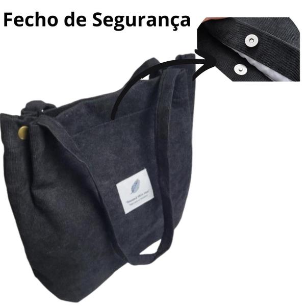 Imagem de Bolsa feminina Ombro Veludo Cotelê Folha Casual Passeio Ecobag Alça Transversal