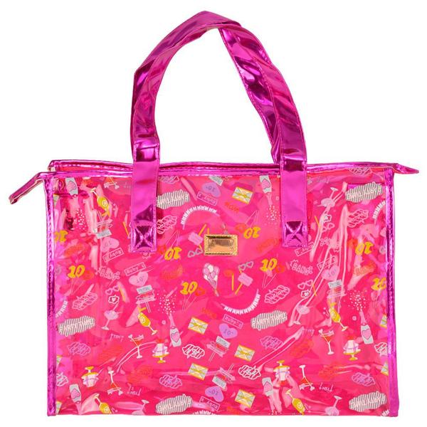 Imagem de Bolsa Feminina Sacola Praia Transparente Party Pink CBRN17263