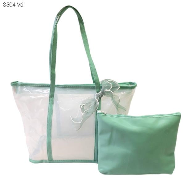 Imagem de Bolsa Feminina Sacola Transparente com Organizador / Necessaire e Lenço 8504