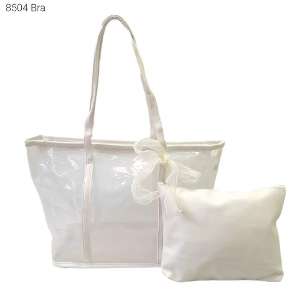 Imagem de Bolsa Feminina Sacola Transparente com Organizador / Necessaire e Lenço 8504