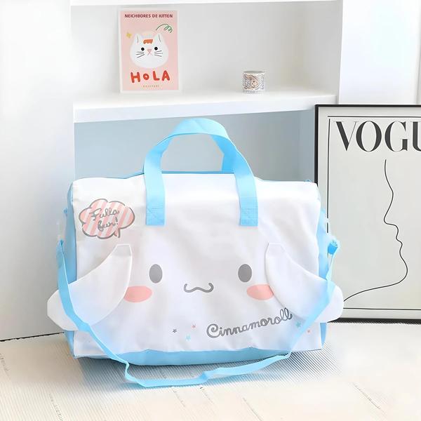 Imagem de Bolsa Feminina Sanrio Hello Kitty & Cinnamoroll - Dobrável, Crossbody e com Carrinho Ajustável