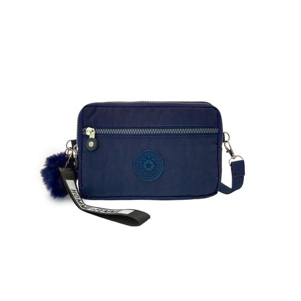 Imagem de Bolsa Feminina Transversal Ombro Mao Casual Carteira Porta Celular Pequena Azul