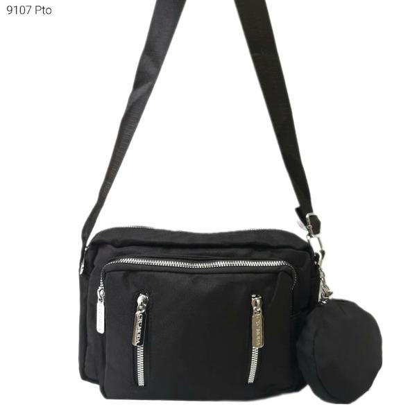 Imagem de Bolsa Feminina Transversal / Ombro Nylon Superleve com Divisões e Necessaire 9107