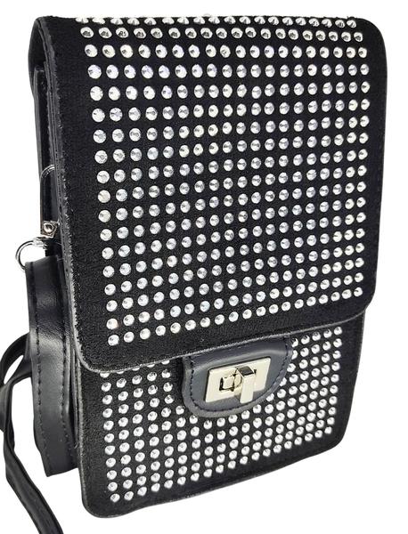 Imagem de Bolsa feminina transversal porta celular brilho strass luxo