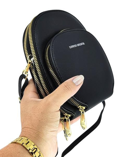 Imagem de Bolsa feminina transversal tiracolo porta celular carteira redonda de ombro