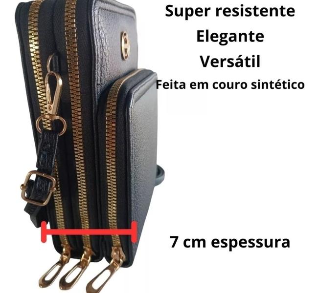 Imagem de Bolsa Feminino Carteira Mão com ziper Alça Ajustável transversal material sintético Bolsinha Porta celular Acessórios luxo