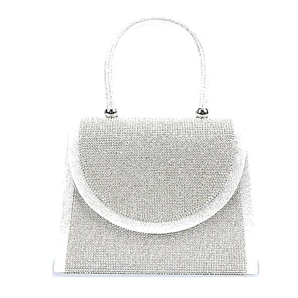 Imagem de Bolsa Festa Clutch Elegante De Mão Prata Com Strass