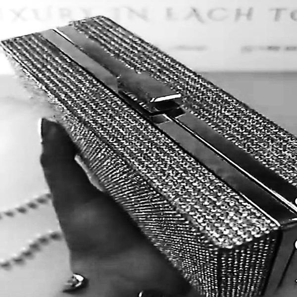 Imagem de Bolsa Festa Clutch Estilo Maleta Pequena Na Cor Prata