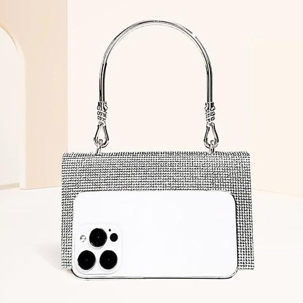 Imagem de Bolsa Festa Clutch Feminina Luxo Com Strass Prata