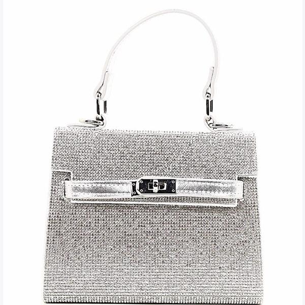 Imagem de Bolsa Festa Clutch Feminina Luxuosa Com Strass Prateado