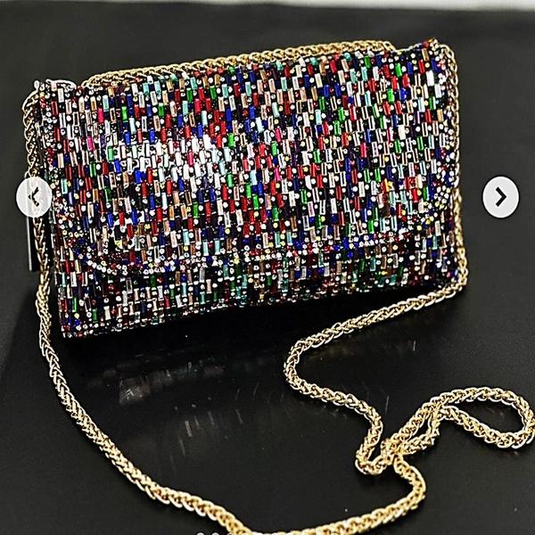 Imagem de Bolsa Festa Clutch Glam Formato De Carteira Com Strass