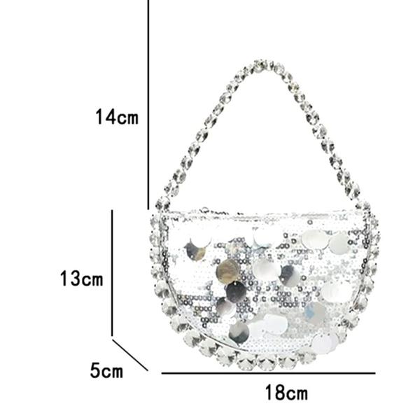 Imagem de Bolsa Festa Clutch Meia Lua Com Paetês Preto Alça De Strass