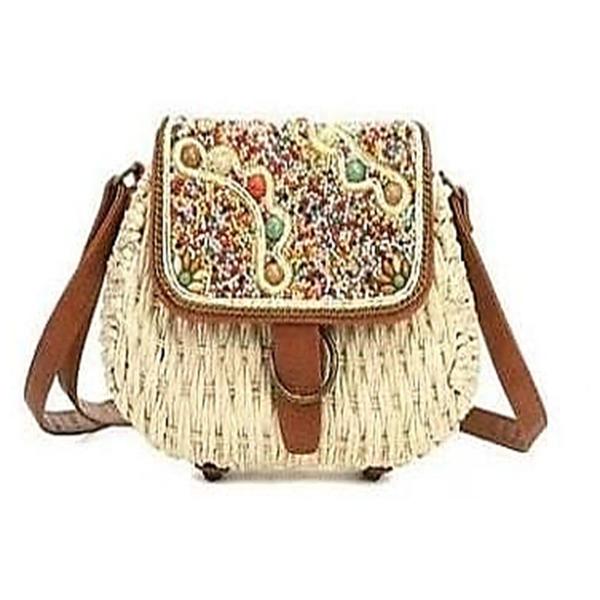 Imagem de Bolsa Festa Clutch Moda Praia Estilo Palha Na Cor Creme