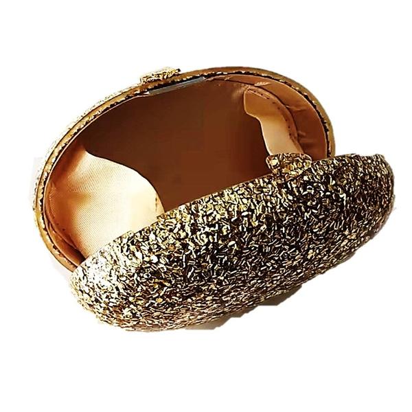 Imagem de Bolsa Festa Clutch Oval De Acrílico Dourado Marmorizado