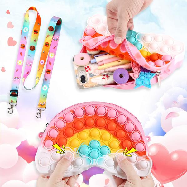 Imagem de Bolsa Fidget Bolsa pop Tckoll Rainbow Clouds para meninas de 6 a 8 anos