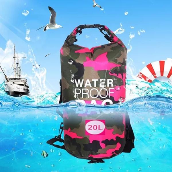 Imagem de Bolsa Impermeável Saco Bag Estanque 20 Litros Camping - Rosa