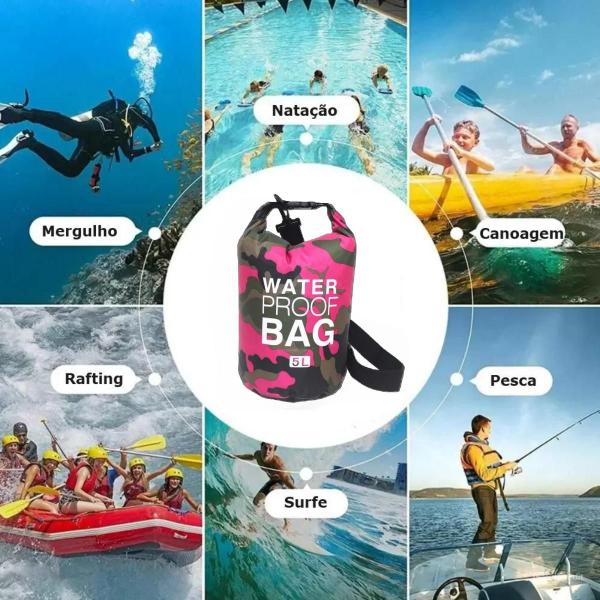 Imagem de Bolsa Impermeável Saco Bag Estanque 5 Litros Camping Bag Rosa