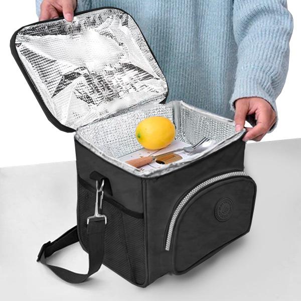 Imagem de Bolsa Lancheira Feminina Refeições Moderna Organizador Viagem Lanches Alça Regulável Luxo Bolsos com Zíperes Marrom Top