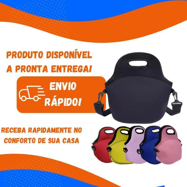 Imagem de Bolsa Lancheira Térmica Neoprene Adulto Infantil Bola Branca