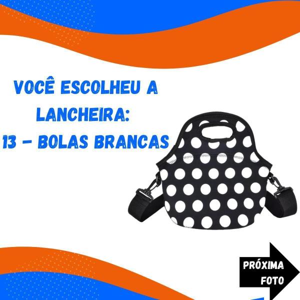 Imagem de Bolsa Lancheira Térmica Neoprene Modelo Bolas Brancas