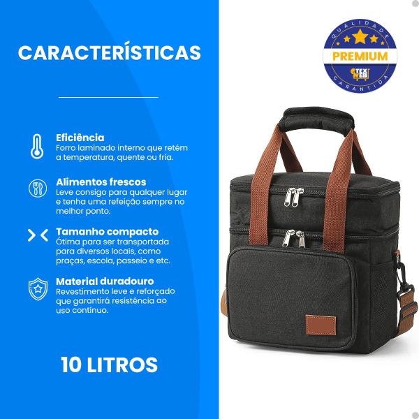 Imagem de Bolsa Lancheira Térmica Sacola 2 Andares Lancheira Fitness