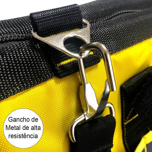 Imagem de Bolsa Mala Para Ferramentas 16 Bolsos 33 x 27 x 50cm Eletricista Pedreiro Instalador Oxford 1680D 20" Fundo Borracha