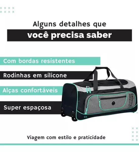 Imagem de Bolsa Mala Sacola de Viagem C/ Rodinhas Reforçada - Super Resistente Grande - Original - Clio