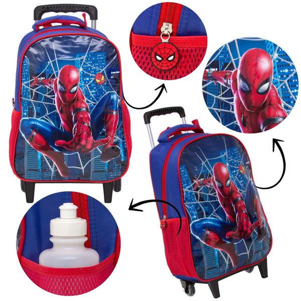 Imagem de Bolsa Masculina Escolar Carrinho Spider Man Lancheira Estojo