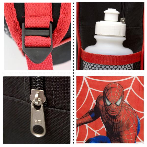 Imagem de Bolsa Masculina Escolar Homem Aranha Lancheira Estojo Aulas