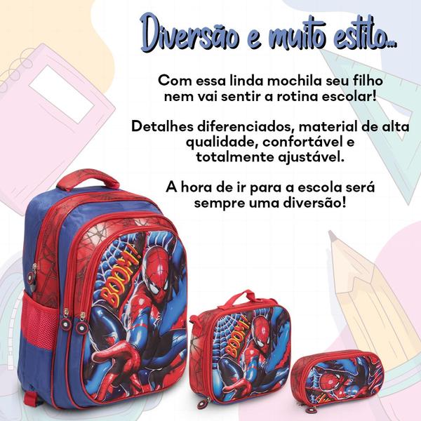 Imagem de Bolsa Masculina Escolar Spider Man Lancheira Estojo Aulas