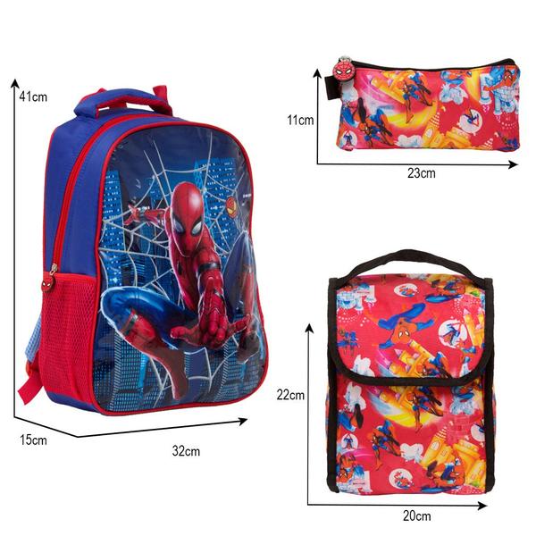 Imagem de Bolsa Masculina Escolar Spider Man Lancheira Estojo Aulas