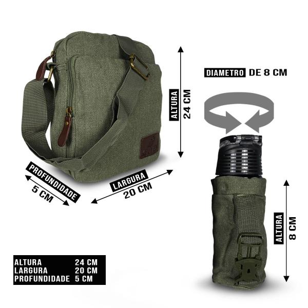 Imagem de Bolsa Masculina Feminina Transversal Lona Bolso Garrafa Ro11