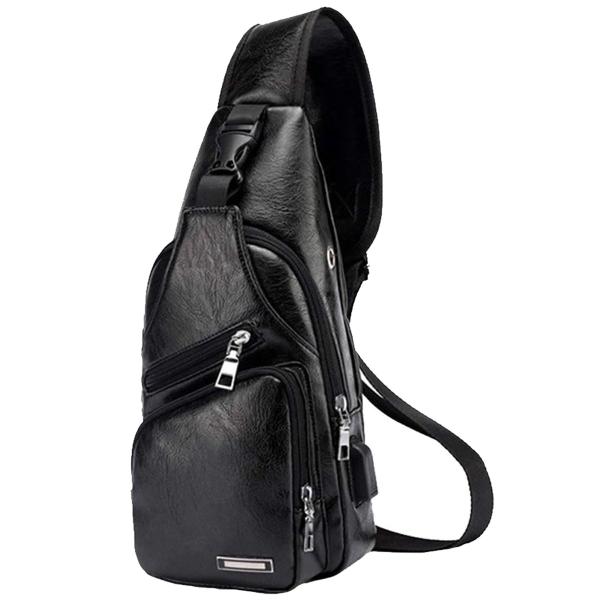 Imagem de Bolsa Masculina Transversal Pequena em PU Lorben Saída Cabo USB Fone - GT6282