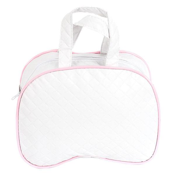 Imagem de Bolsa Maternidade Feminina Rosa e Branca p Bebê Reborn Luxo