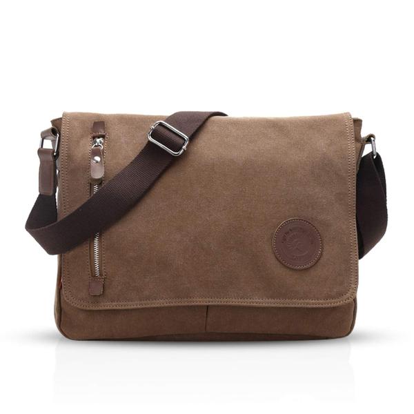 Imagem de Bolsa mensageiro FANDARE Vintage Canvas para laptop de 14 polegadas marrom