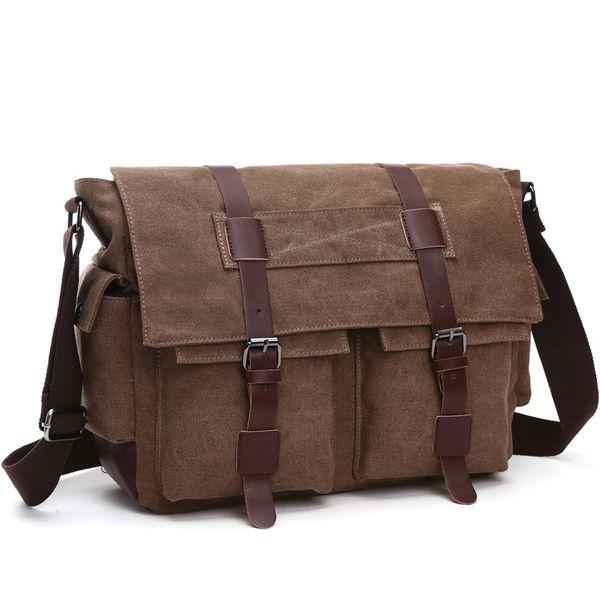 Imagem de Bolsa Messenger Wokex Practical Business para homens Canvas Coffee