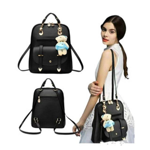 Imagem de Bolsa Mochila Feminina Com Chaveiro Urso material sintético BL1201