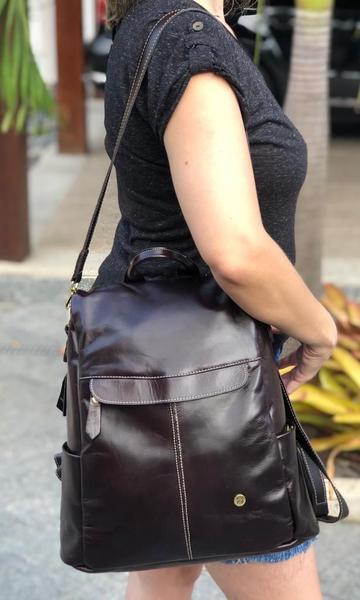 Imagem de Bolsa Mochila Feminina De Couro Legitimo Média Original